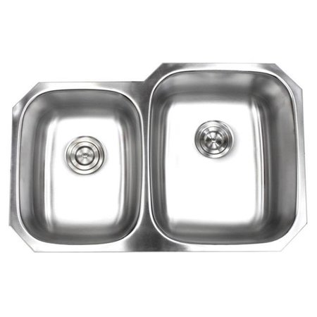 CONTEMPO LIVING Contempo Living 18-903R-D 32 in. Double 40 & 60 Bowl Offset Undermount Stainless Steel Kitchen Sink - 18 Gauge 18-903R-D